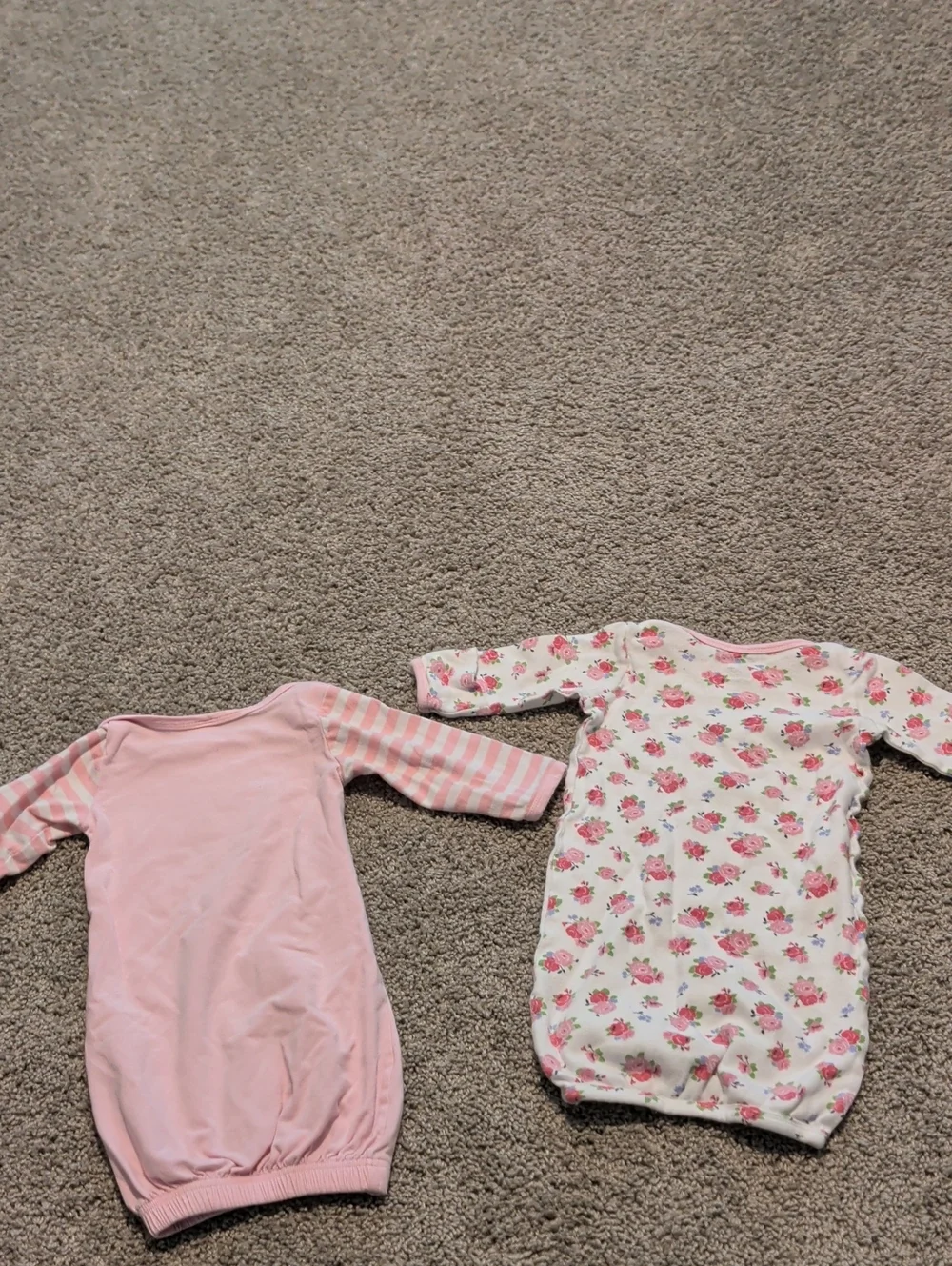 Pink 'Little Sis' and Floral Baby Baby Nightgowns Size 0-6 Months